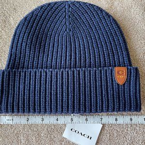 NWT Coach Rib Knit Hat Navy